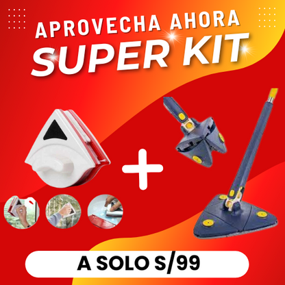 SÚPER KIT DE LIMPIEZA: CLEAN MAGNETICO + TRAPEADOR 360°